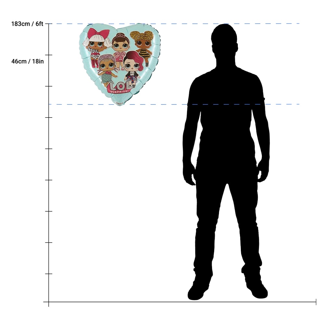 LOL Surprise Turquoise Blue Heart Foil Helium Balloon 46cm / 18 in Product Gallery Image