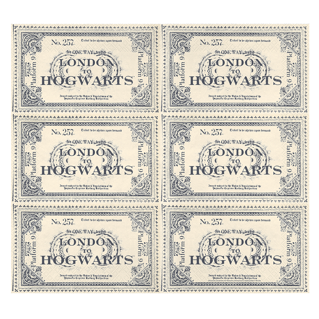 London to Hogwarts Ticket Harry Potter Beige Rectangular Paper Luncheon Napkins 40cm 3 Ply - Pack of 20 View 3