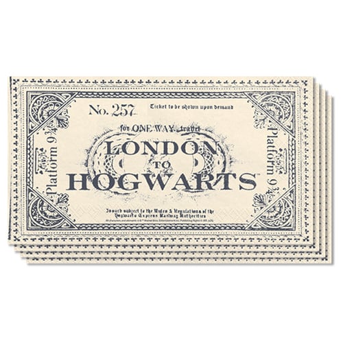 London to Hogwarts Ticket Harry Potter Beige Rectangular Paper Luncheon Napkins 40cm 3 Ply - Pack of 20