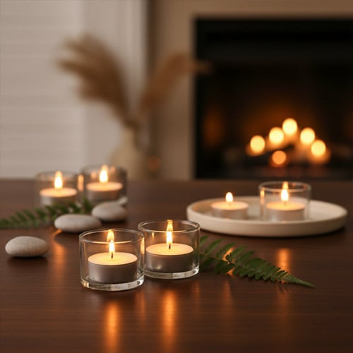 Long Burn Tea Unscented Light Candles - Pack of 10