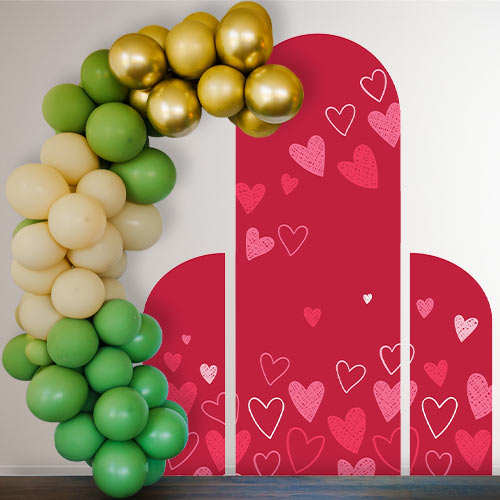 Love Hearts Red Design Arch and Two Sides Sailboard Backdrop Product Gallery Image