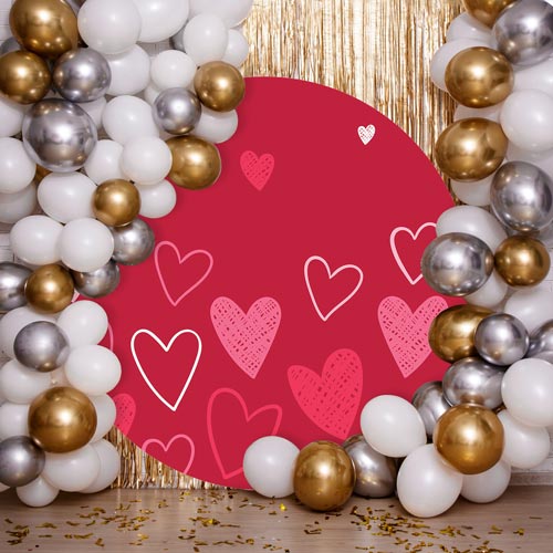 Love Hearts Red Design Circle Sailboard Backdrop Product Gallery Image