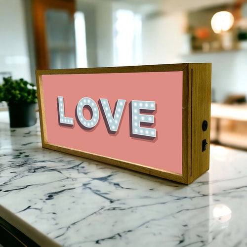 Love LED Light Box Wood Room Sign Product Gallery Image