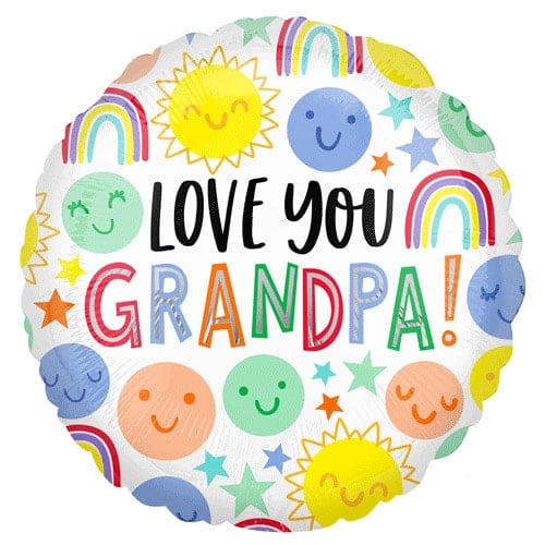 Love You Grandpa Smiles Round Foil Helium Balloon 43cm / 17 in Product Image