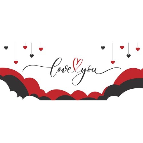 Love You Hearts and Clouds Valentine's Day PVC Party Sign Decoration Product Image