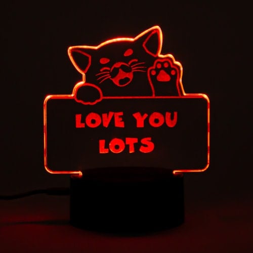 Love You Lots Shiba Clear Acrylic Sign with LED Light Base Product Gallery Image