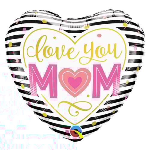 Love You Mom Heart Shape Foil Helium Qualatex Balloon 46cm / 18 in Product Image