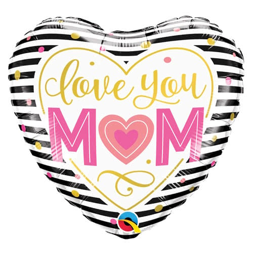 Love You Mom Heart Shape Foil Helium Qualatex Balloon 46cm / 18 in Product Image