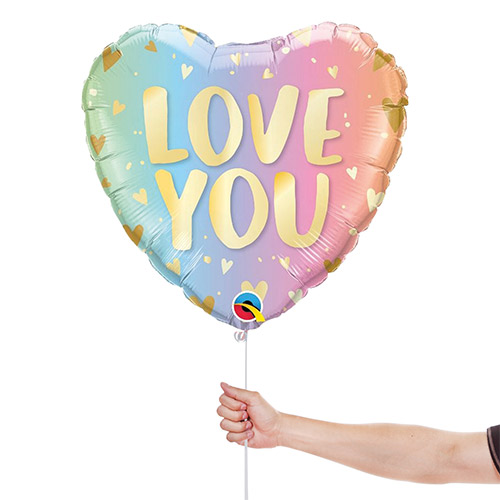 Love You Ombre Valentine's Day Heart Shape Foil Helium Qualatex Balloon 46cm / 18 in Product Gallery Image