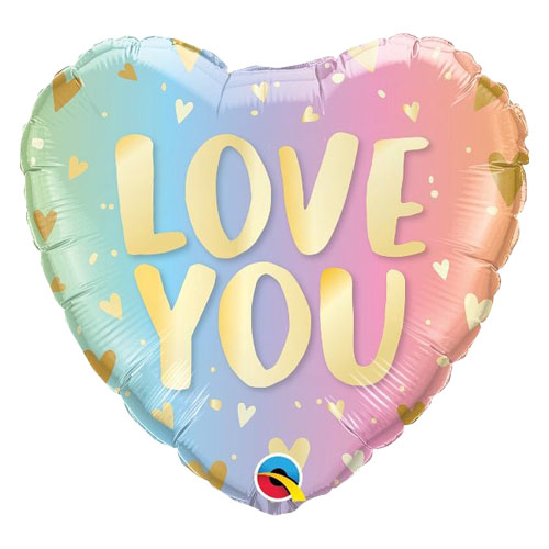 Love You Ombre Valentine's Day Heart Shape Foil Helium Qualatex Balloon 46cm / 18 in