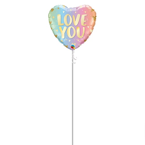 Love You Ombre Valentine's Day Foil Helium Qualatex Balloon - Inflated Balloon in a Box Product Gallery Image