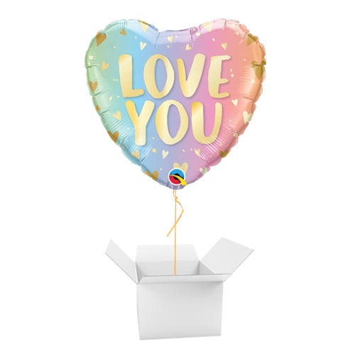 Love You Ombre Valentine's Day Foil Helium Qualatex Balloon - Inflated Balloon in a Box