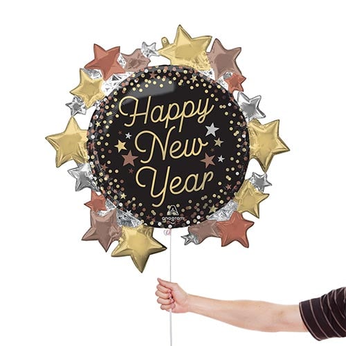 Luxe New Year Stars Giant Helium Foil Balloon 76cm / 30 in Product Gallery Image