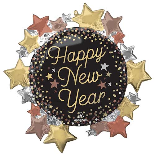 Luxe New Year Stars Giant Helium Foil Balloon 76cm / 30 in Product Gallery Image