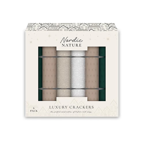 Luxury Glittered Nordic Christmas Crackers 36cm / 14 in - Pack of 6 Product Image