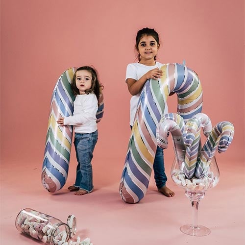 Pastel Macaron Candy Cane Christmas Giant Helium Foil Balloon 104cm / 41 in Product Gallery Image