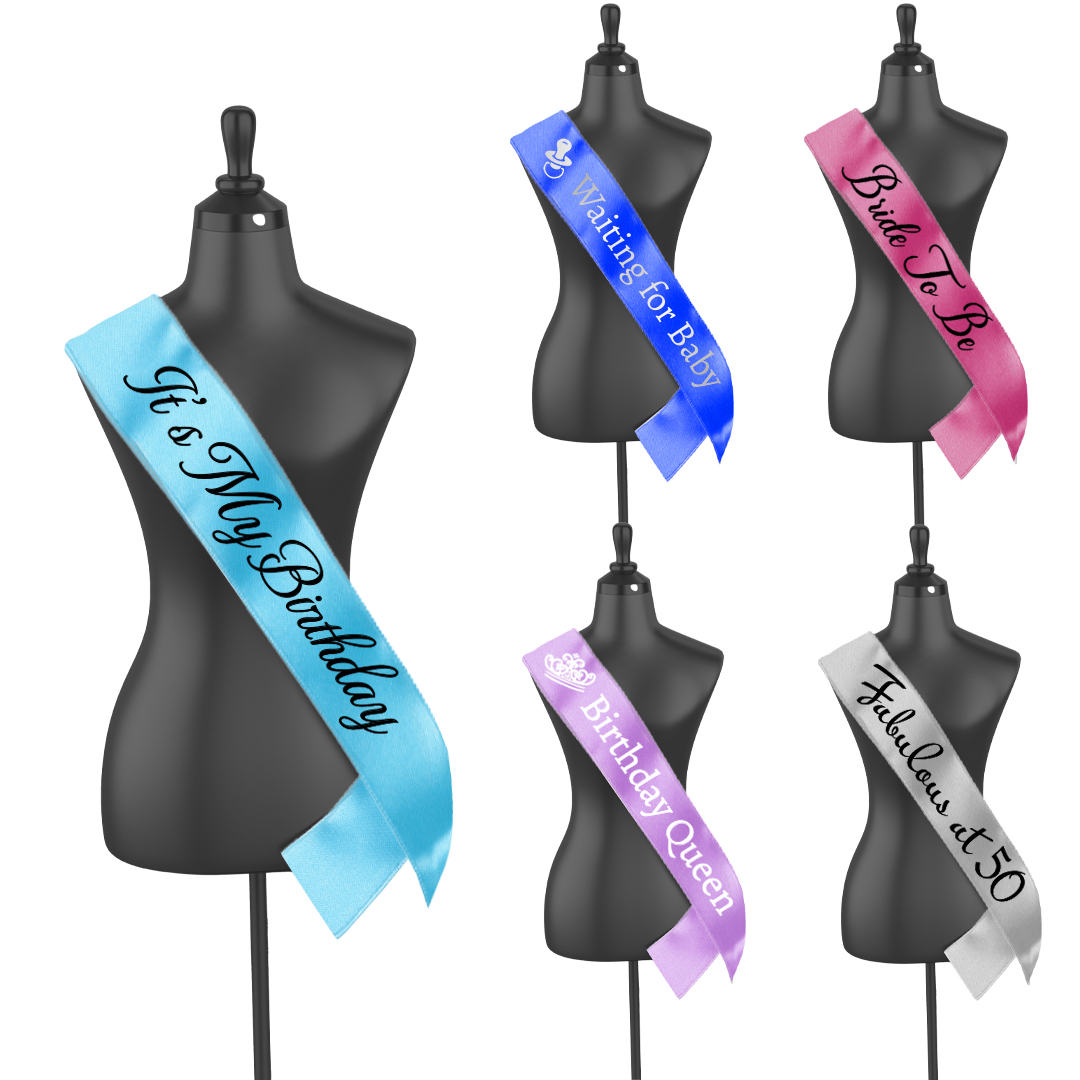 Personalised Satin Sash – 100mm Wide (100mm x 2) View 4