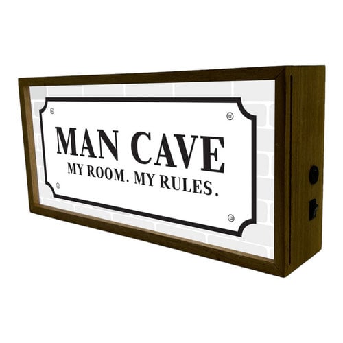 Man Cave My Room My Rules LED Light Box Wood Room Sign Product Gallery Image