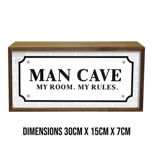 Man Cave My Room My Rules LED Light Box Wood Room Sign Product Gallery Image
