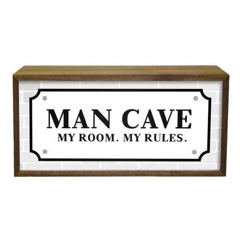 Man Cave My Room My Rules LED Light Box Wood Room Sign Product Gallery Image