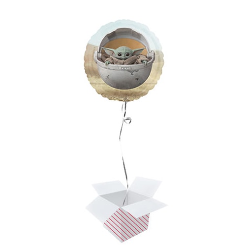 Baby Yoda Grogu The Child Star Wars Mandalorian Round Foil Helium Balloon - Inflated Balloon in a Box Product Gallery Image