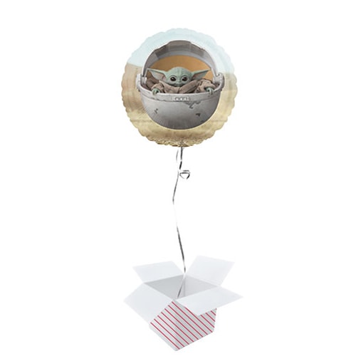 Baby Yoda Grogu The Child Star Wars Mandalorian Round Foil Helium Balloon - Inflated Balloon in a Box Product Image