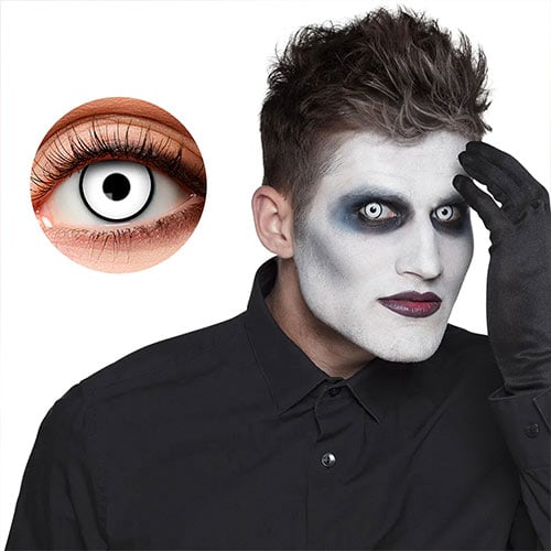 Maniac White with Black Rim Halloween Contact Lenses Product Gallery Image