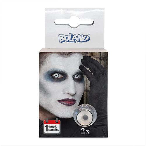 Maniac White with Black Rim Halloween Contact Lenses Product Gallery Image