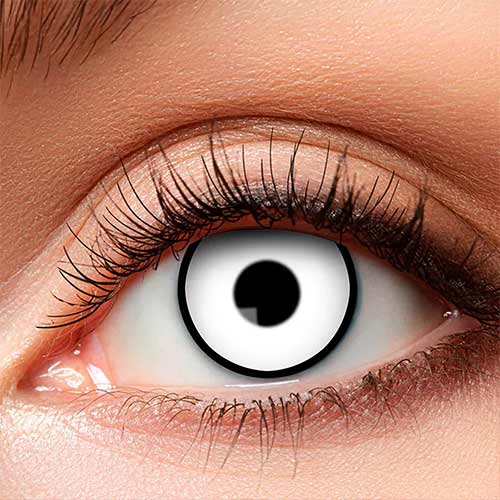 Maniac White with Black Rim Halloween Contact Lenses Product Gallery Image