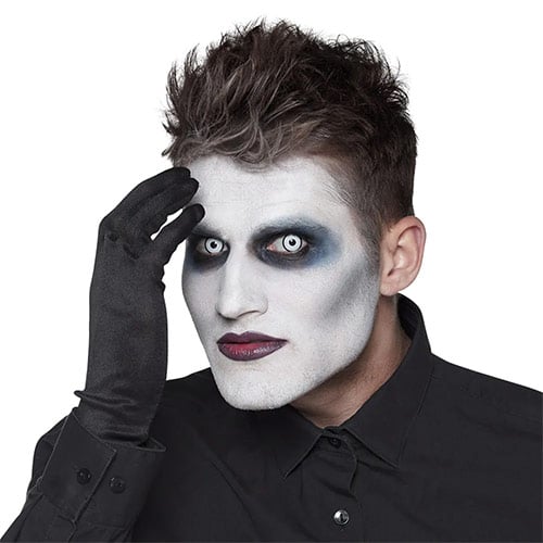 Maniac White with Black Rim Halloween Contact Lenses Product Gallery Image