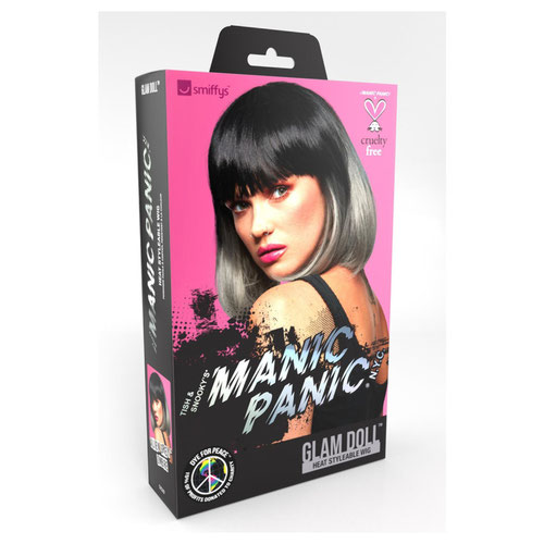 Manic Panic Alien Grey Glam Doll Black & Grey Ombre Bob with Fringe Wig Product Gallery Image