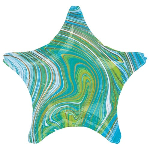 Marblez Blue Green Star Shape Foil Helium Balloon 48cm / 19 in Product Image