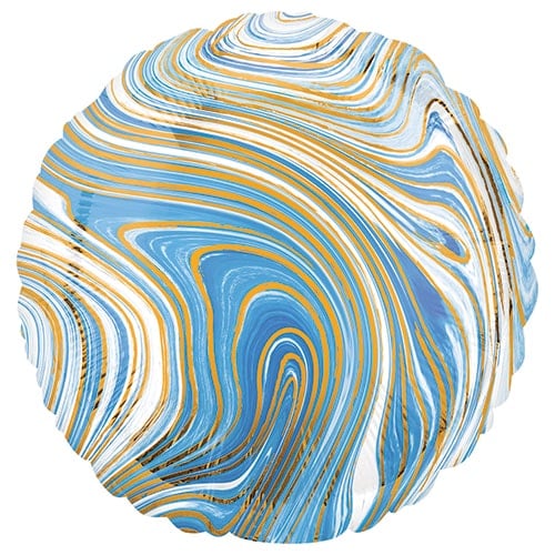 Marblez Blue Round Foil Helium Balloon 43cm / 17 in Product Image