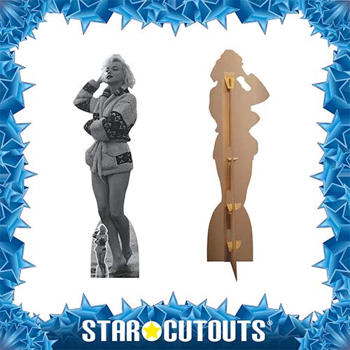 Marilyn Monroe at the Beach 1962 Black and White Lifesize Cardboard Cutout 170cm Product Gallery Image