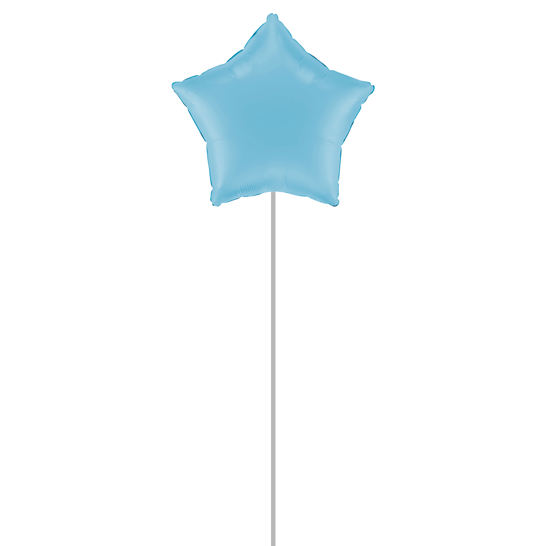 Matte Baby Blue Star Shaped Foil Balloon - Inflated Balloon In A Box Product Gallery Image