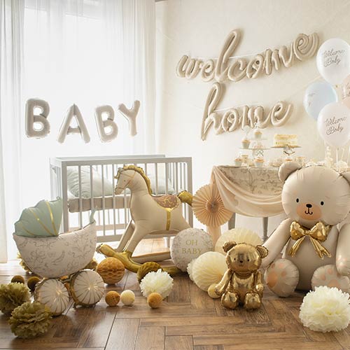 Matte Beige Baby Spellout Large Foil Helium Balloon Kit Product Gallery Image