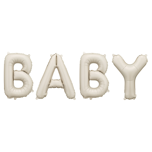 Matte Beige Baby Spellout Large Foil Helium Balloon Kit