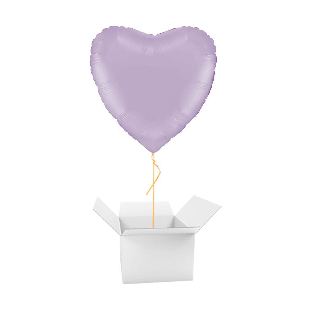 Matte Lilac Heart Shaped Foil Balloon - Inflated Balloon In A Box