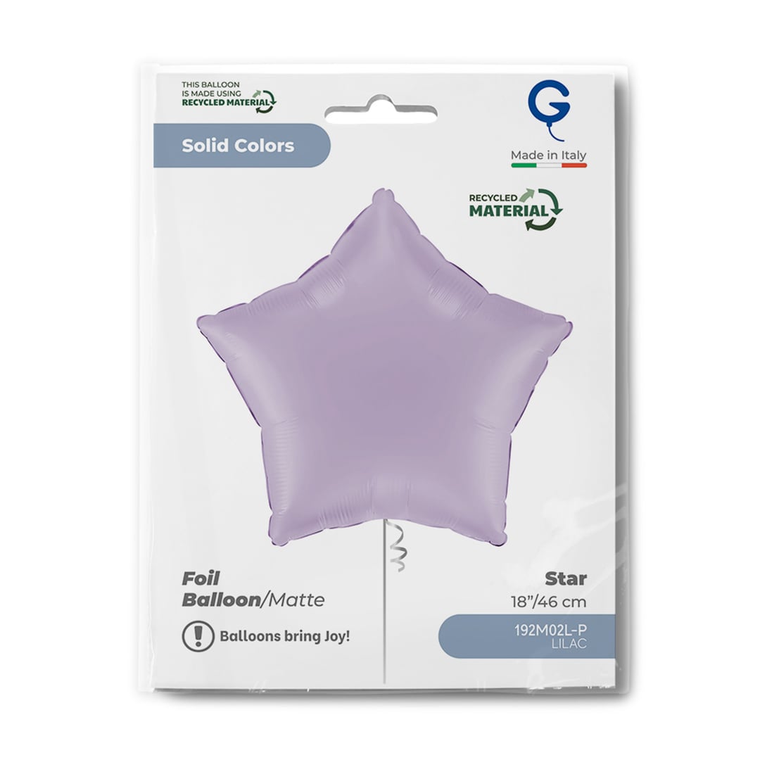 Matte Lilac Star Shaped Foil Balloon 46cm / 18 in View 3