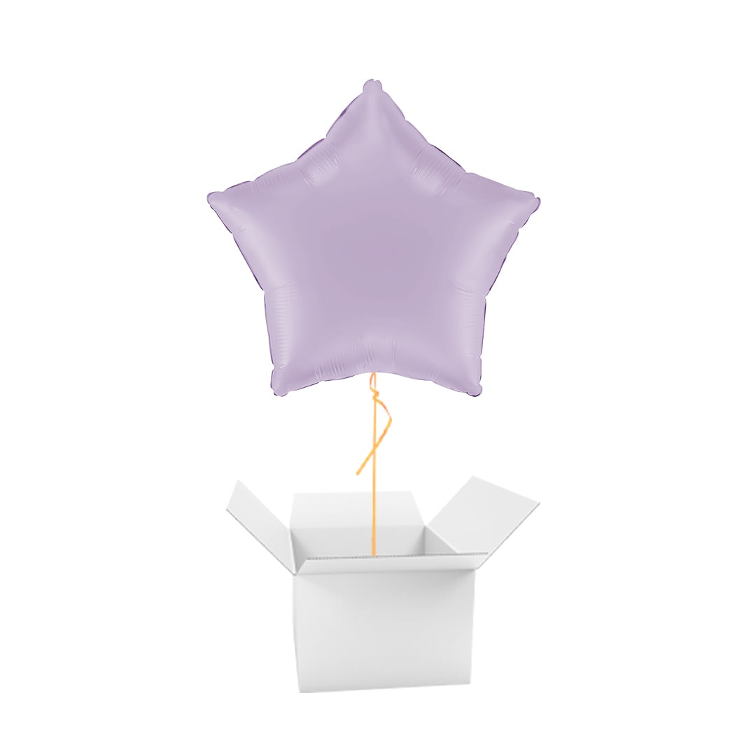 Matte Lilac Star Shaped Foil Balloon - Inflated Balloon In A Box