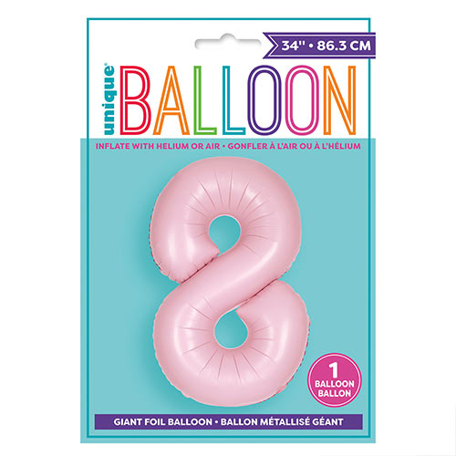 Matte Lovely Pink Number 8 Helium Foil Giant Balloon 86cm / 34 in Product Gallery Image