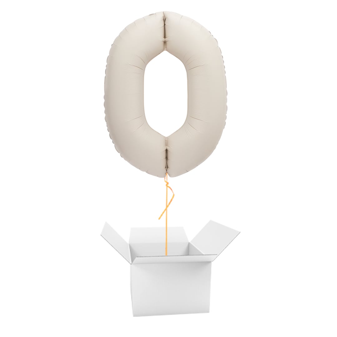 Matte Nude Number 0 Giant Foil Balloon - Inflated Balloon In A Box