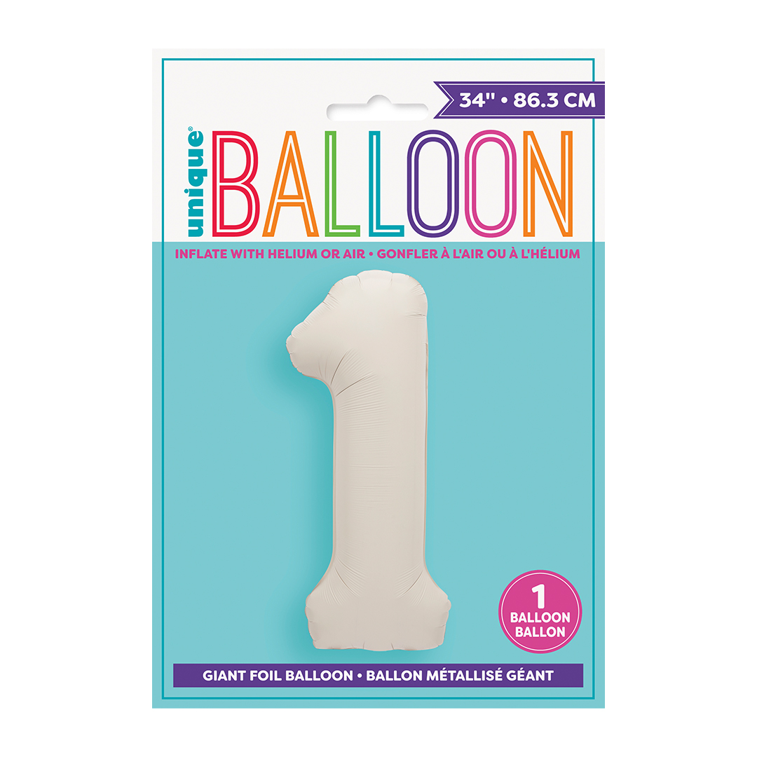 Matte Nude Number 1 Giant Foil Balloon 86cm / 34 in View 3