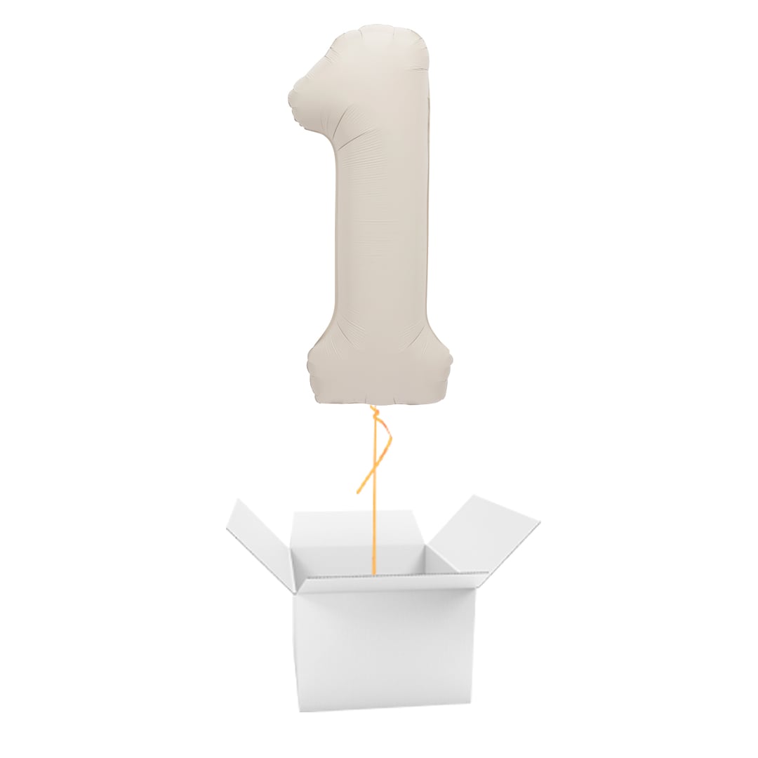 Matte Nude Number 1 Giant Foil Balloon - Inflated Balloon In A Box