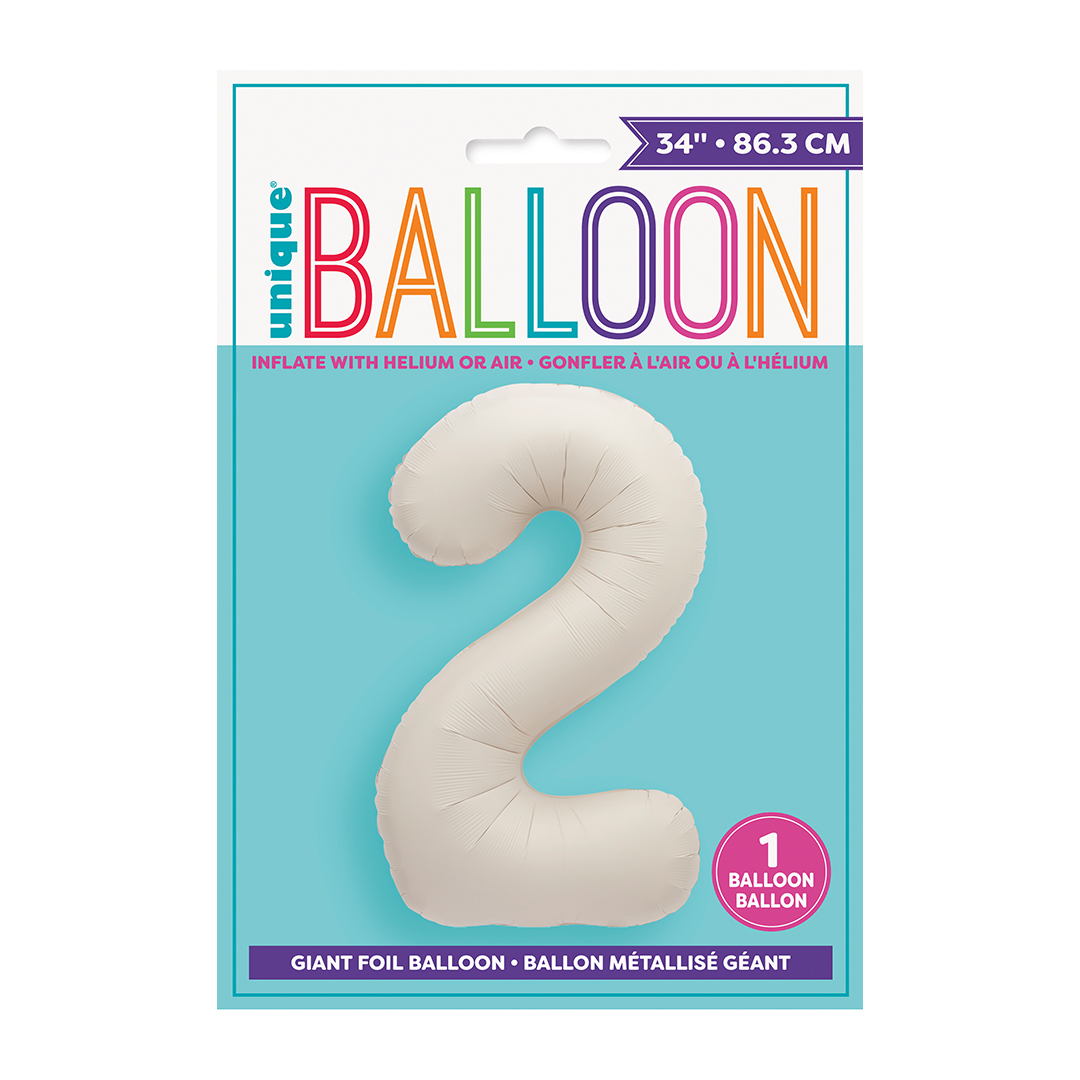 Matte Nude Number 2 Giant Foil Balloon 86cm / 34 in View 3