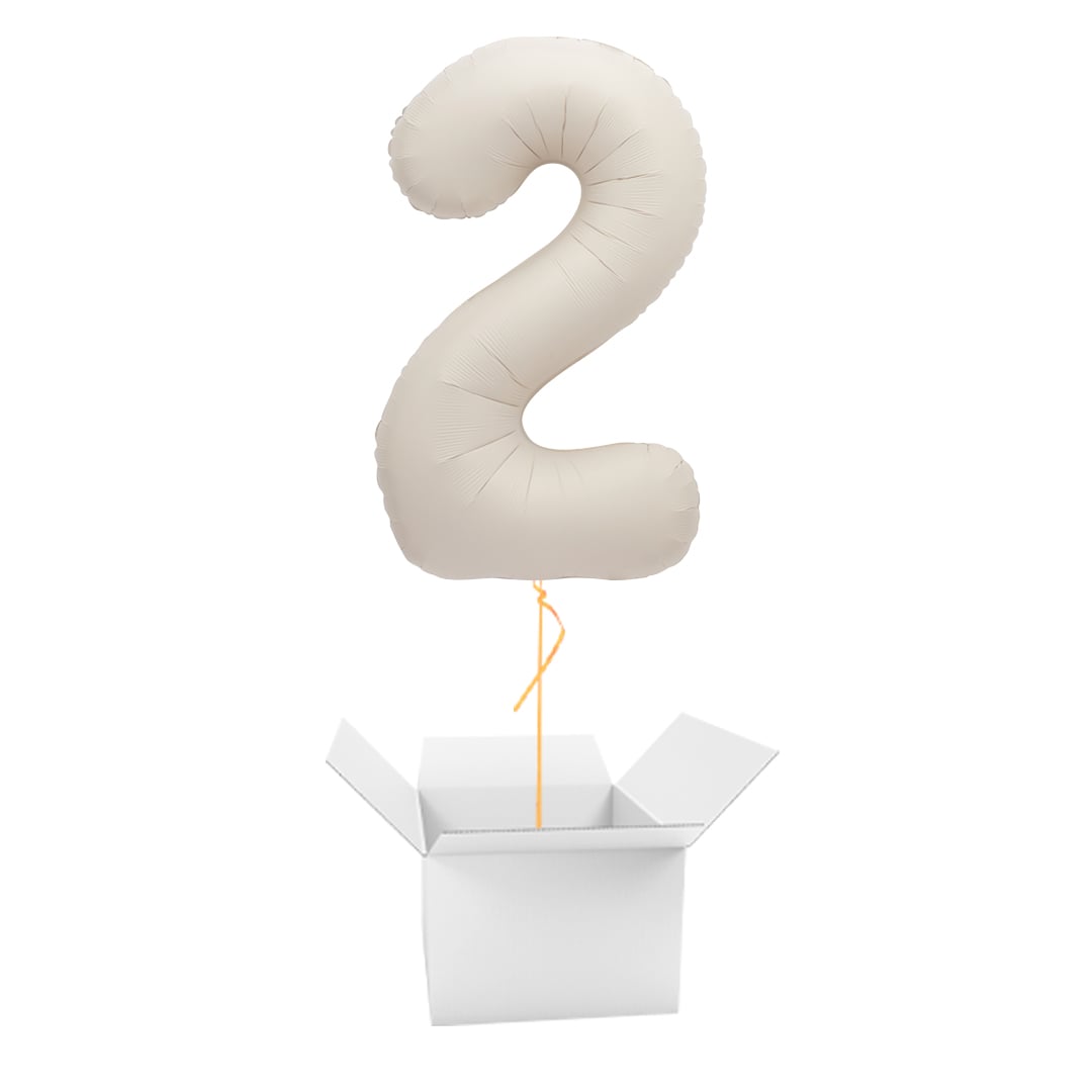 Matte Nude Number 2 Giant Foil Balloon - Inflated Balloon In A Box