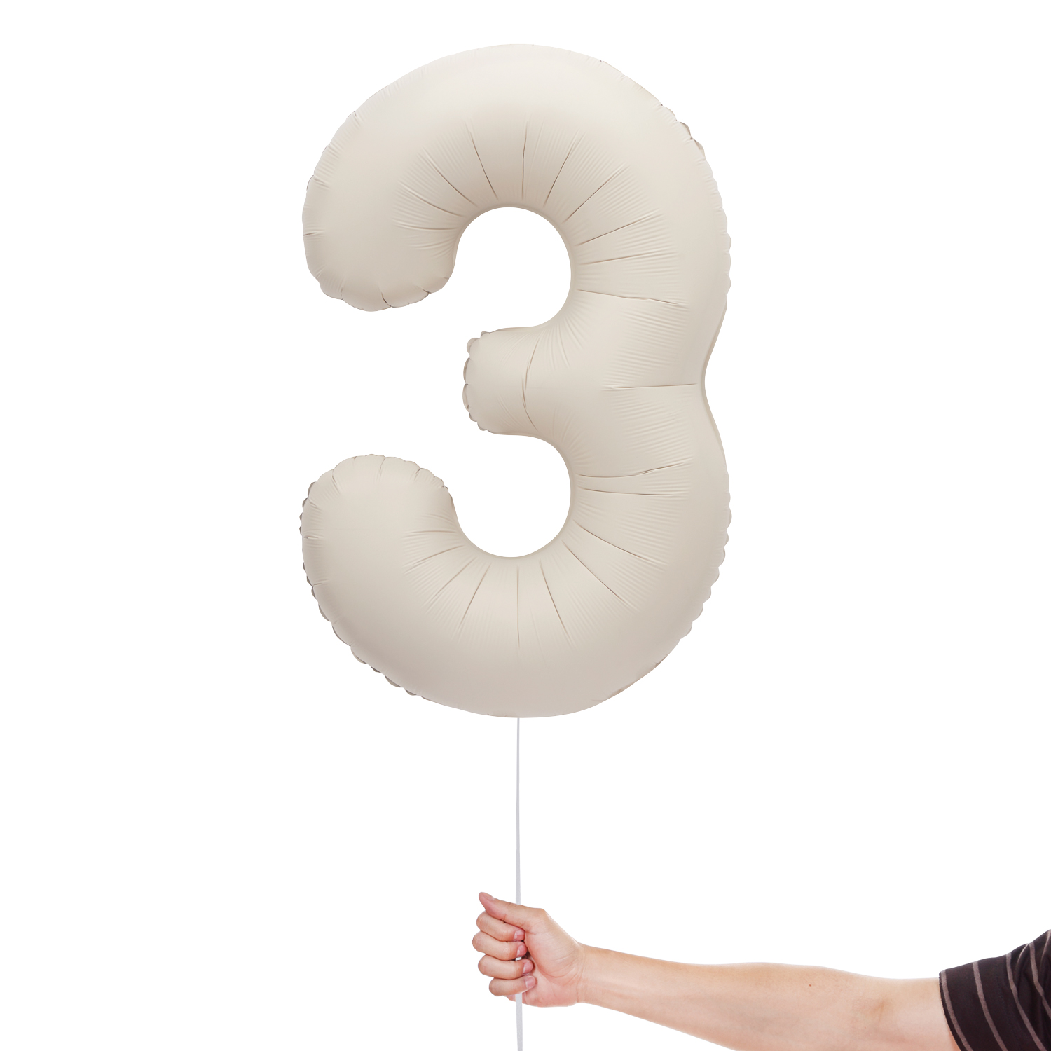 Matte Nude Number 3 Giant Foil Balloon 86cm / 34 in View 2