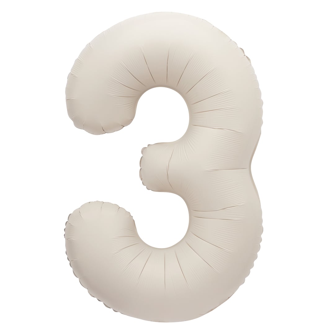 Matte Nude Number 3 Giant Foil Balloon 86cm / 34 in
