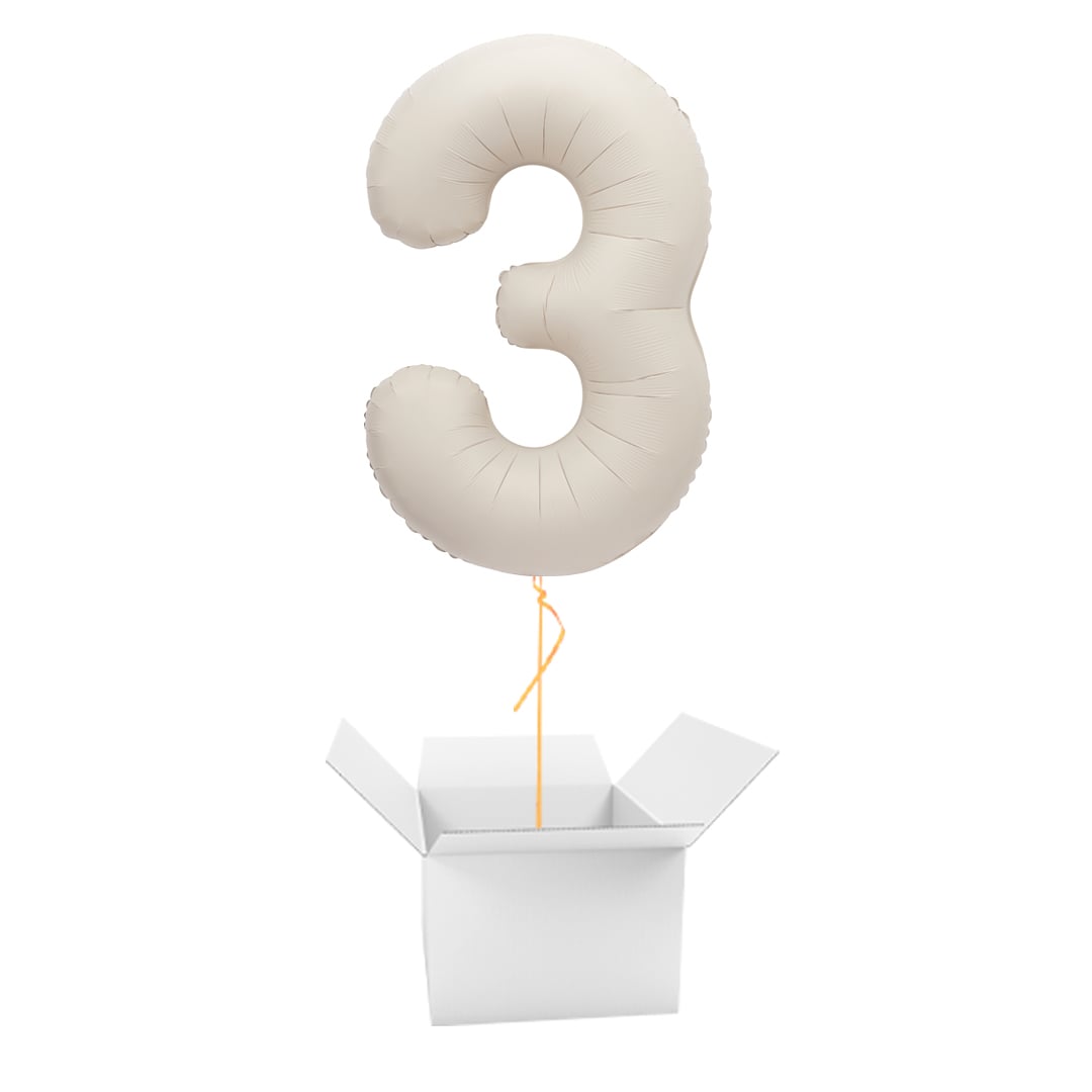 Matte Nude Number 3 Giant Foil Balloon - Inflated Balloon In A Box