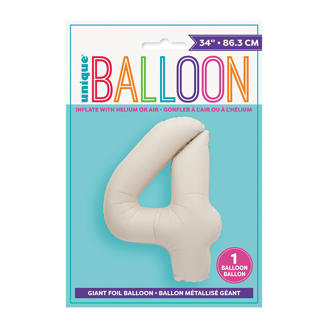 Matte Nude Number 4 Giant Foil Balloon 86cm / 34 in View 3